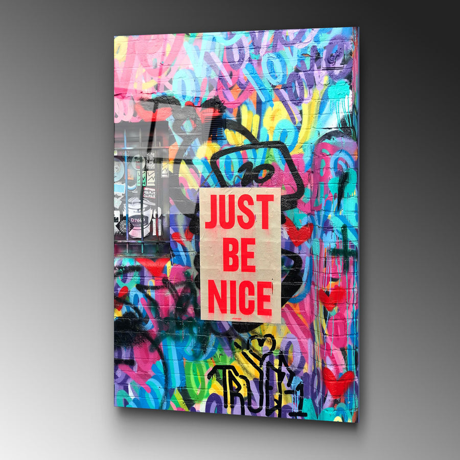 Just Be Nice Graffiti Cam Tablo - Cok-Renkli