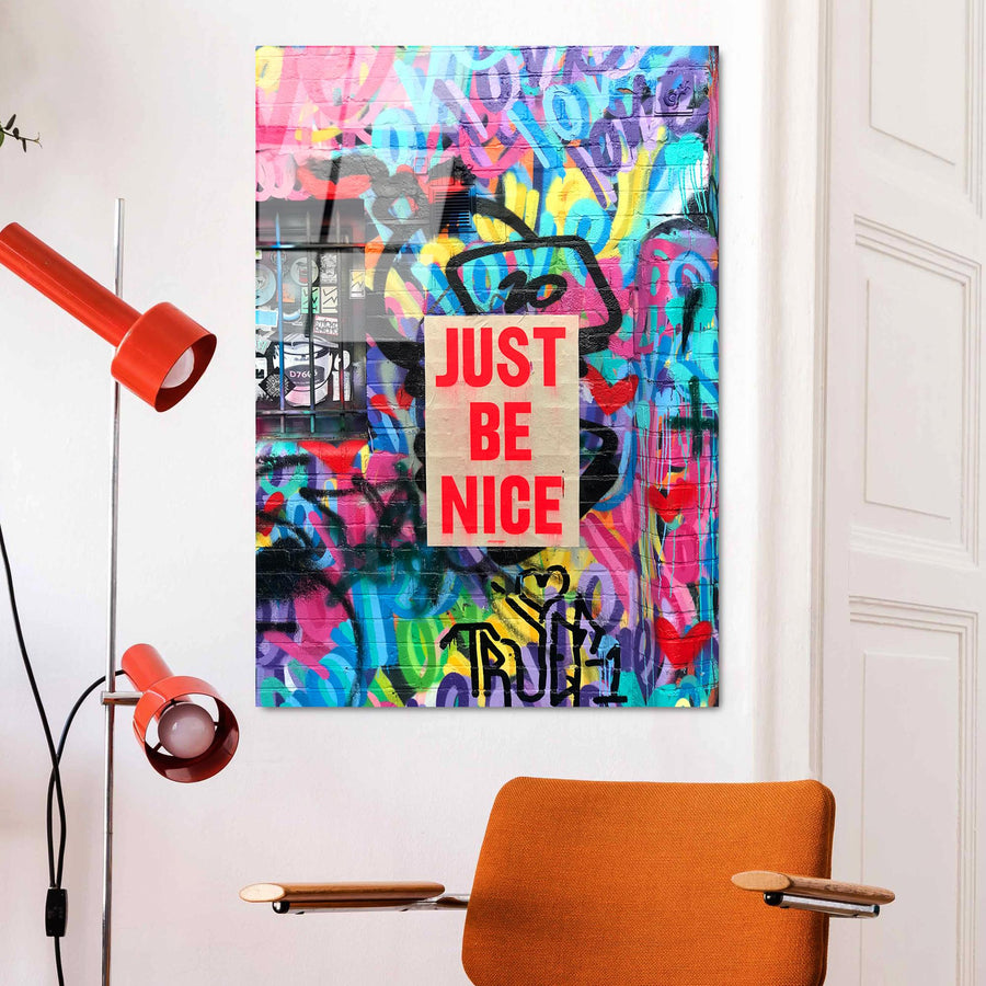 Just Be Nice Graffiti Cam Tablo - Cok-Renkli