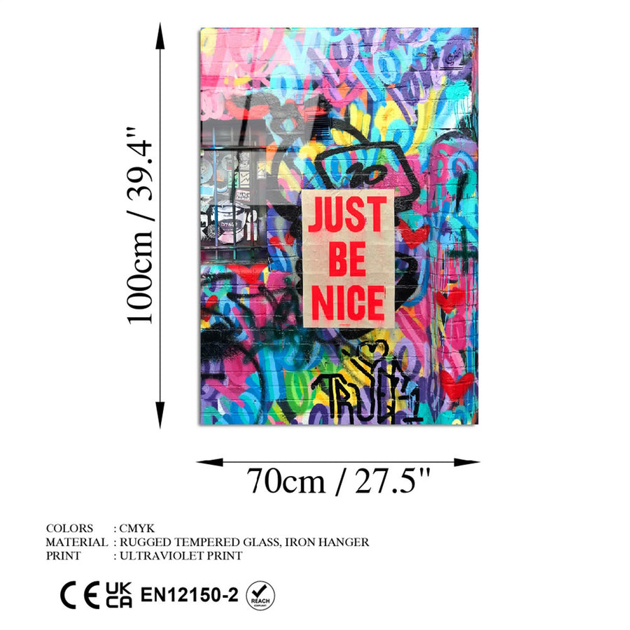Just Be Nice Graffiti Cam Tablo - Cok-Renkli