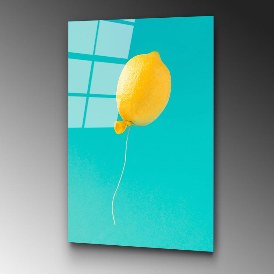Limon Balon Cam Tablo - Sari