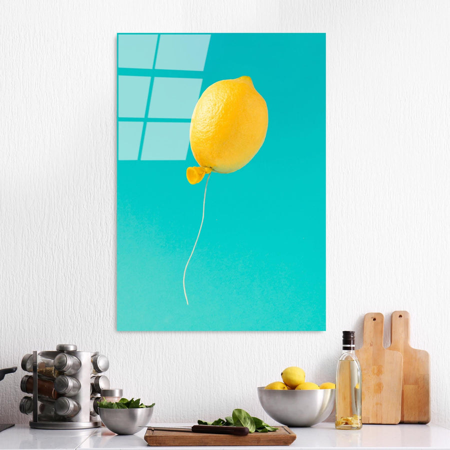 Limon Balon Cam Tablo - Sari