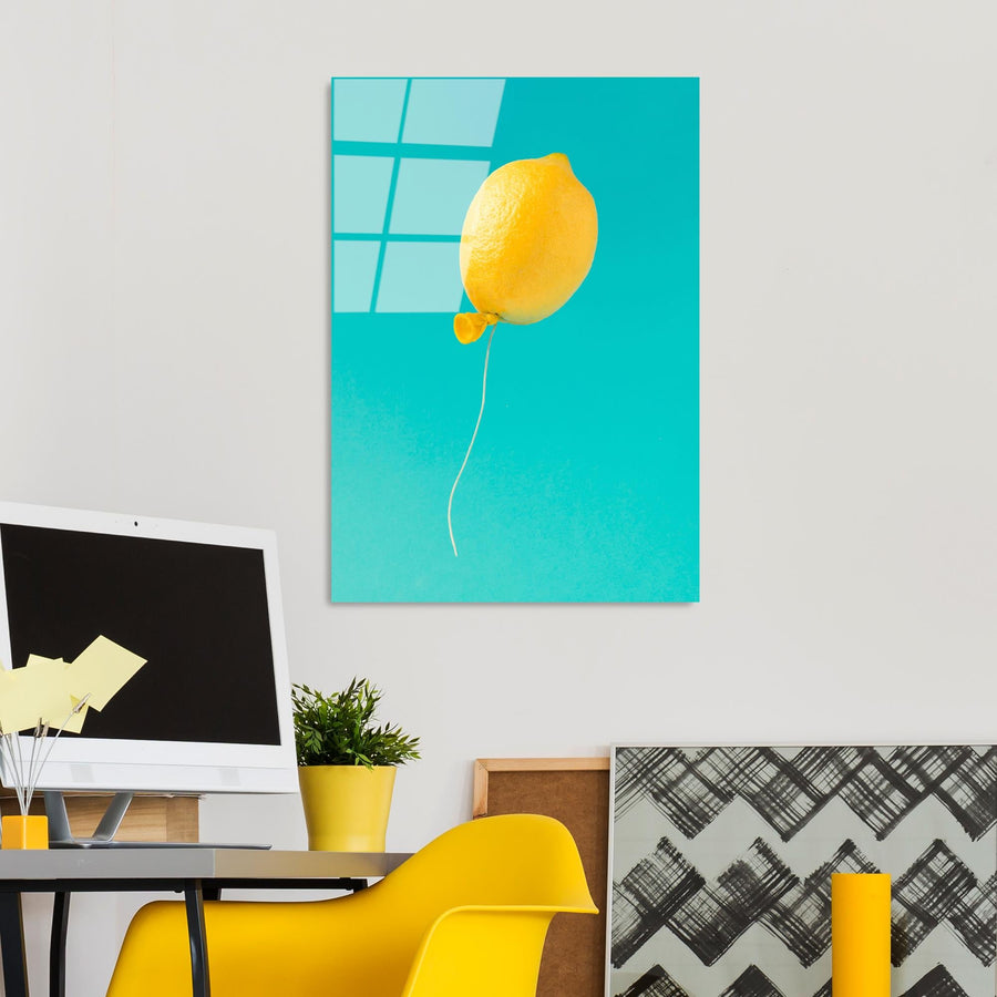 Limon Balon Cam Tablo - Sari
