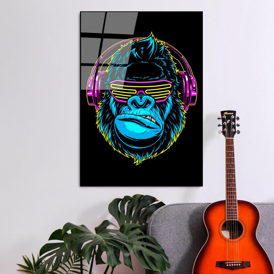 Gorilla Pop Art Cam Tablo - Siyah