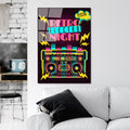 Retro Muzik Pop Art Cam Tablo - Siyah