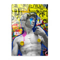 Pop Art David Heykeli Cam Tablo - Sari