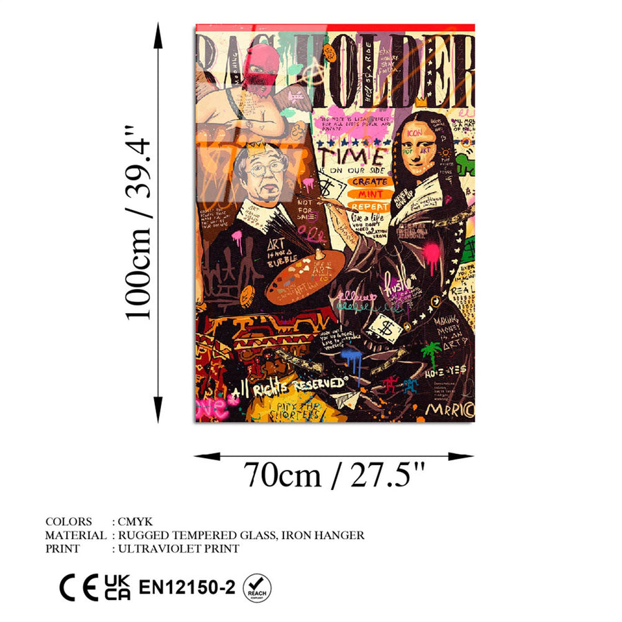 Mona Lisa Pop Art Cam Tablo - Cok Renkli