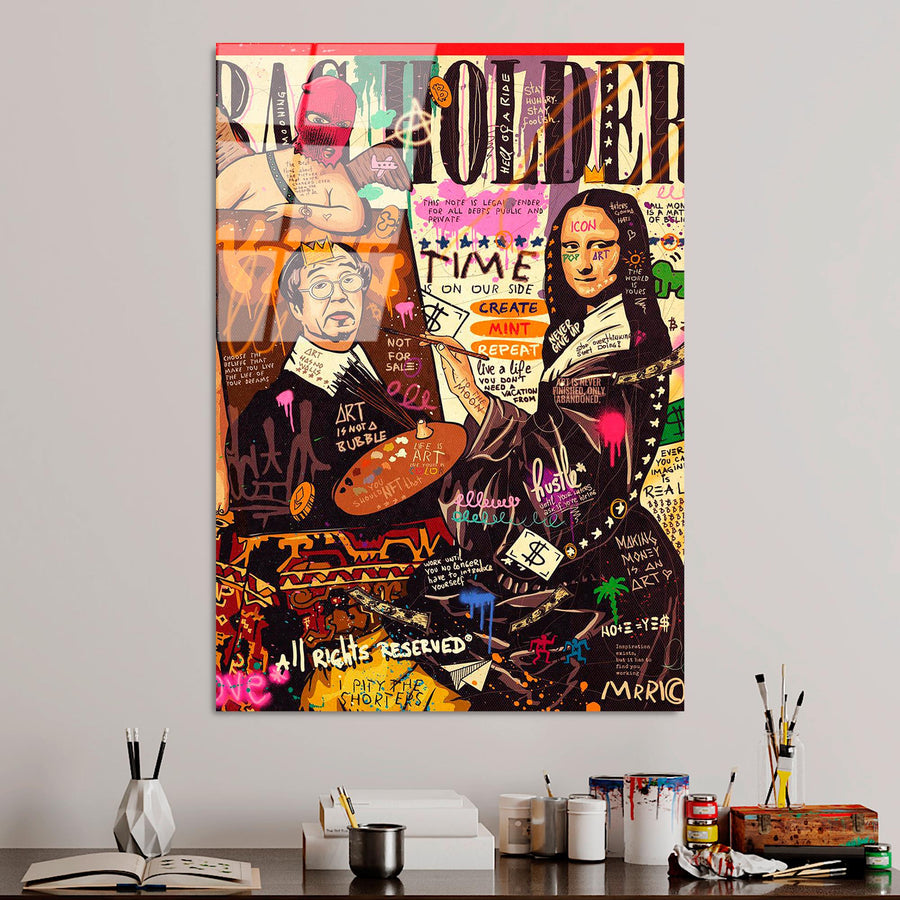 Mona Lisa Pop Art Cam Tablo - Cok Renkli