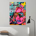 Pop Art Kadin Portre Cam Tablo - Pembe
