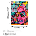 Pop Art Kadin Portre Cam Tablo - Pembe