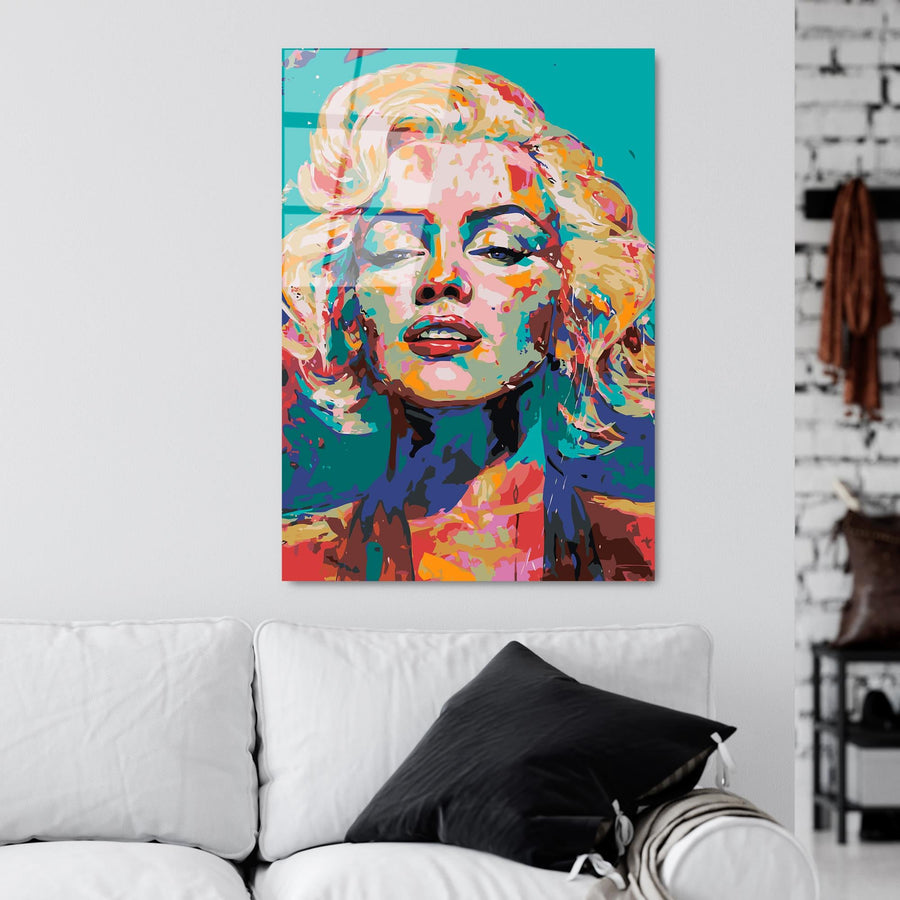 Marilyn Monroe Pop Art Cam Tablo - Yesil