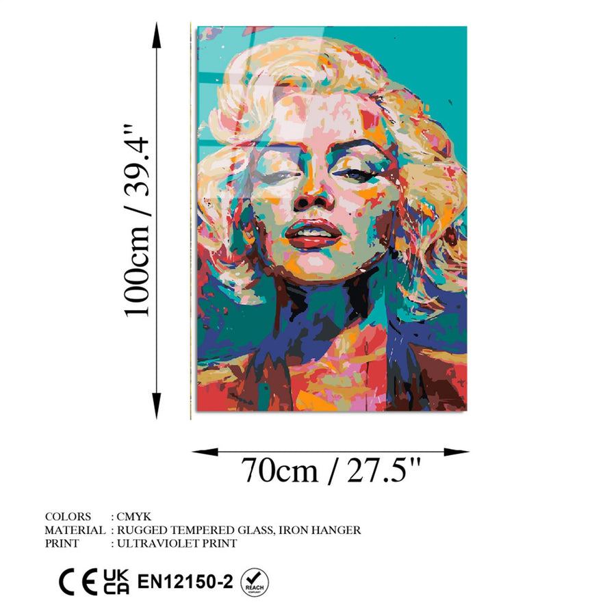 Marilyn Monroe Pop Art Cam Tablo - Yesil