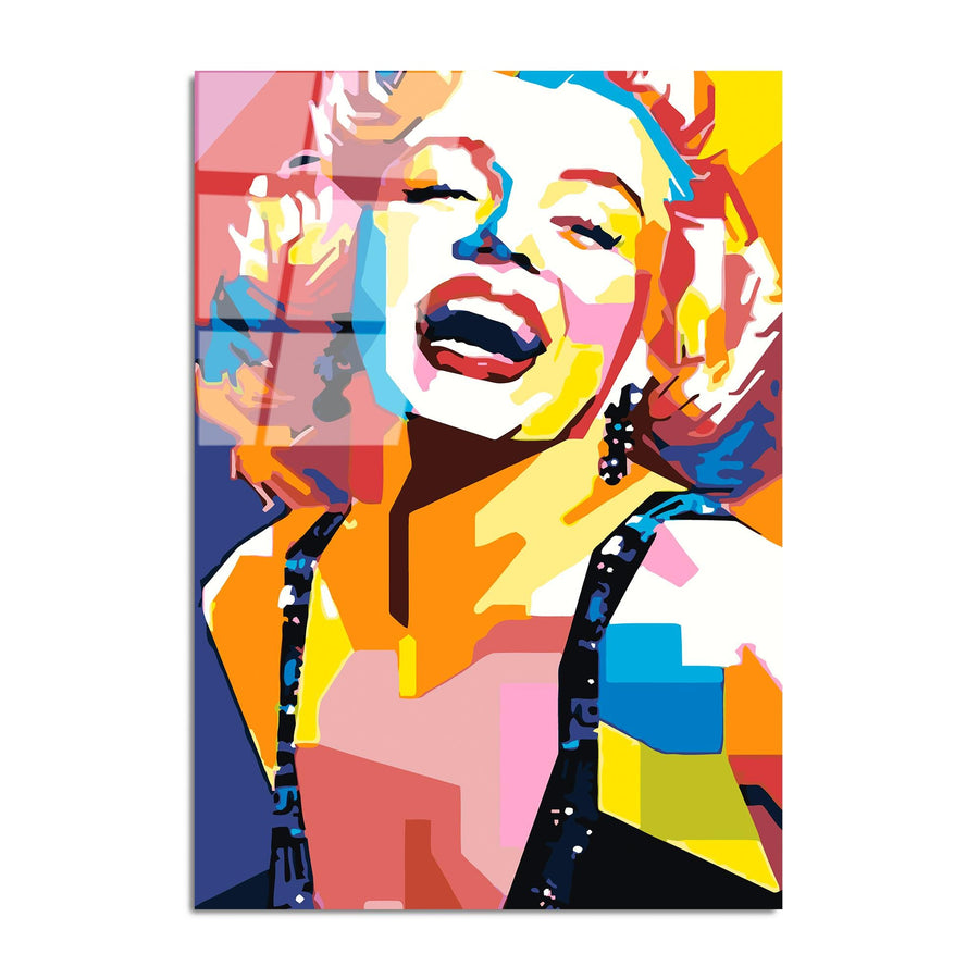 Marilyn Monroe Geometrik Cam Tablo - Cok Renkli