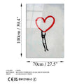 Kalp Balon Banksy Cam Tablo - Beyaz