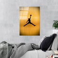 Basketbolcu Siluet Cam Tablo - Altin