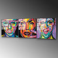 Pop Art Kadin Portre Uclu Set Cam Tablo - Cok Renkli