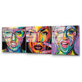 Pop Art Kadin Portre Uclu Set Cam Tablo - Cok Renkli