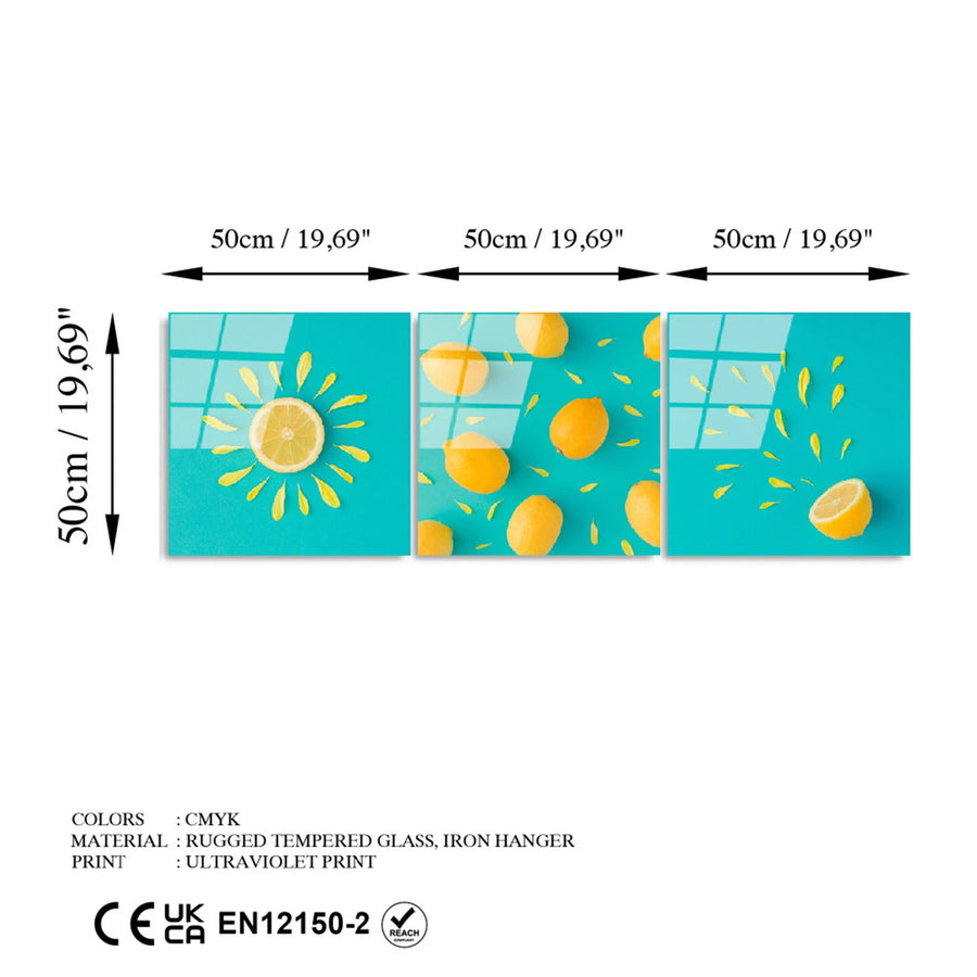 Limon Tropical Uclu Set Cam Tablo - Sari