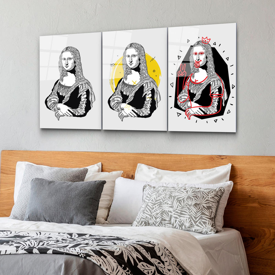 Mona Lisa Modern Set Cam Tablo - Beyaz