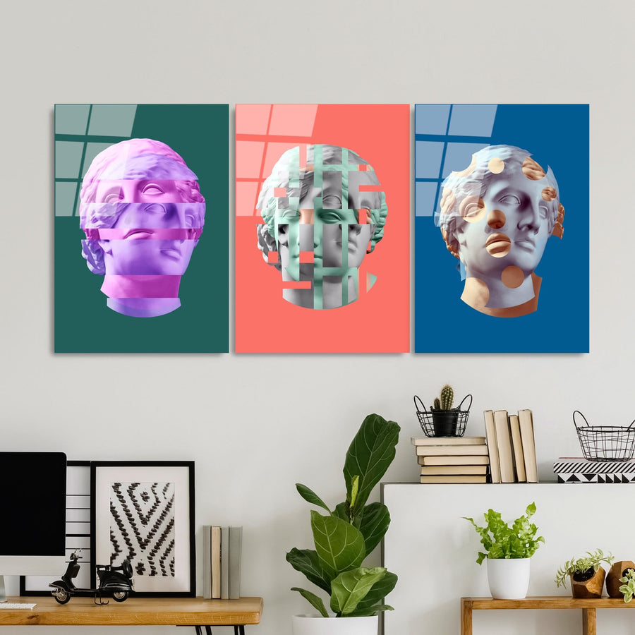 Heykel Pop-Art Set Cam Tablo - Cok-renkli