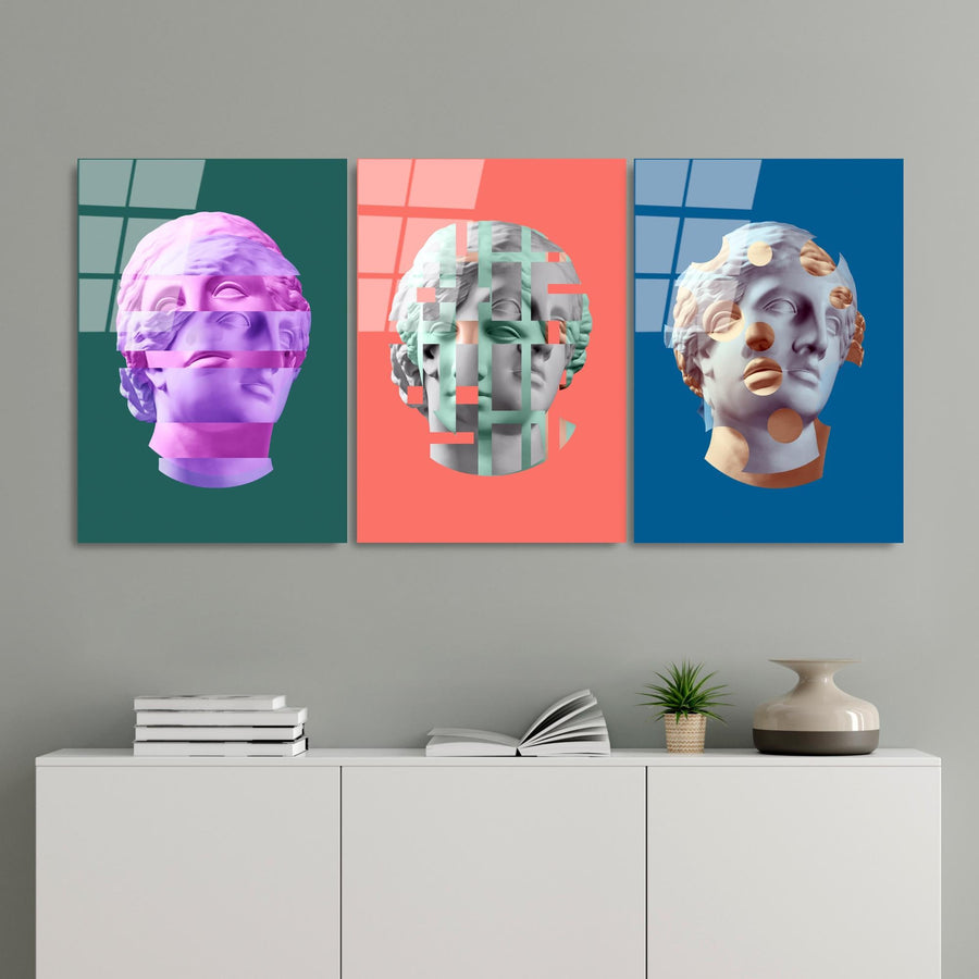 Heykel Pop-Art Set Cam Tablo - Cok-renkli