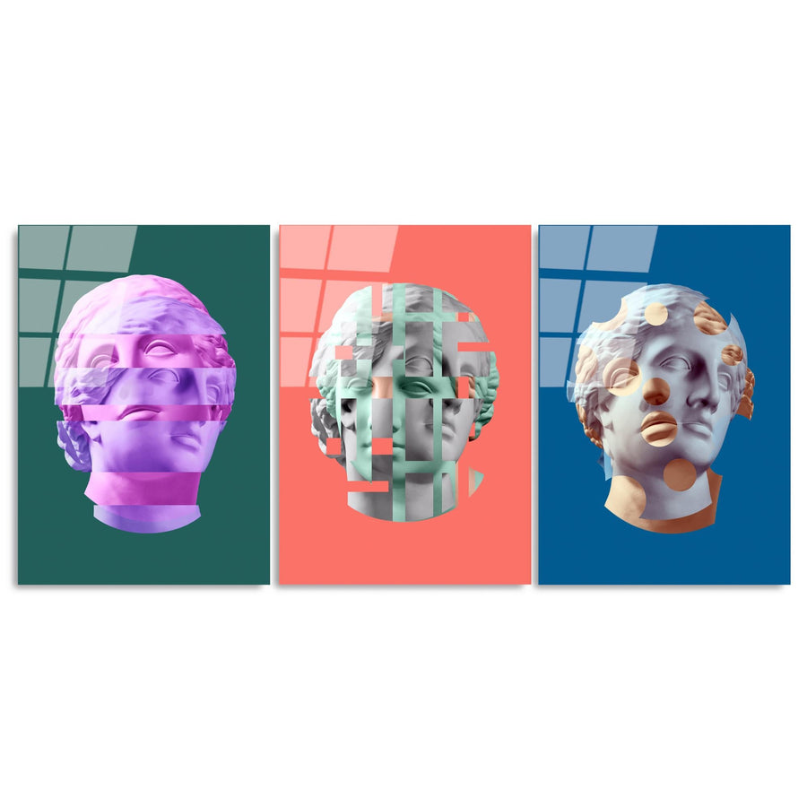 Heykel Pop-Art Set Cam Tablo - Cok-renkli