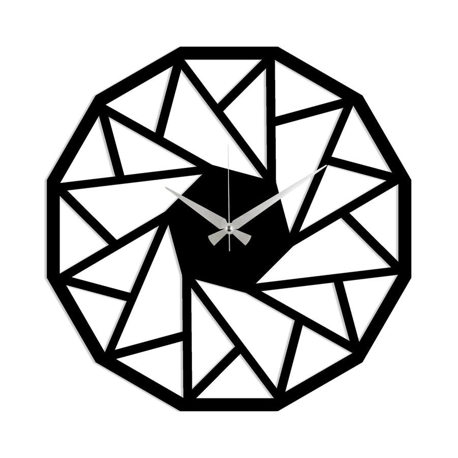 Geometrik Ucgen Siyah Metal Duvar Saati
