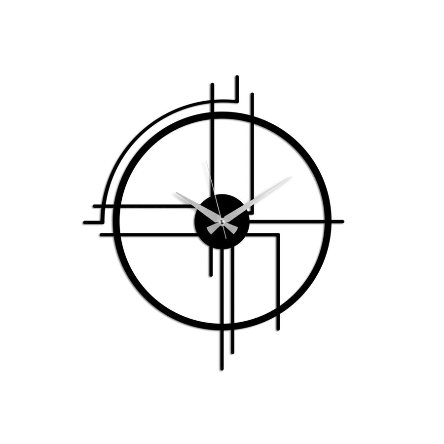Izgara Modern Metal Duvar Saati - Siyah