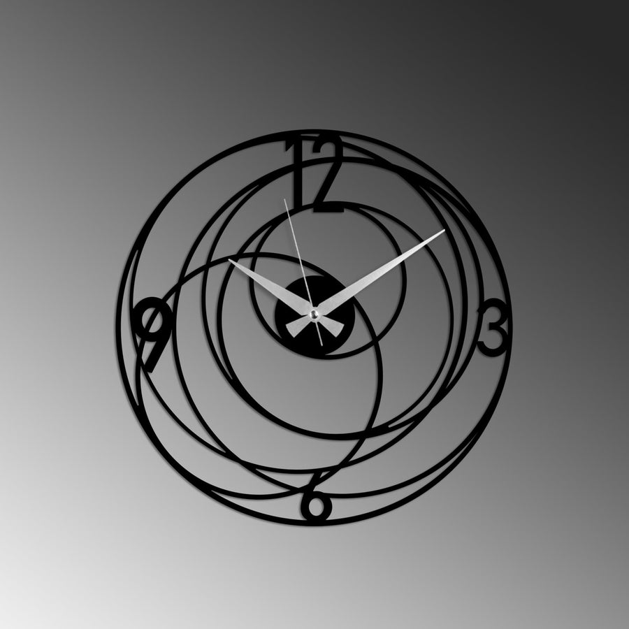 Spiral Yörünge Modern Metal Duvar Saati - Siyah