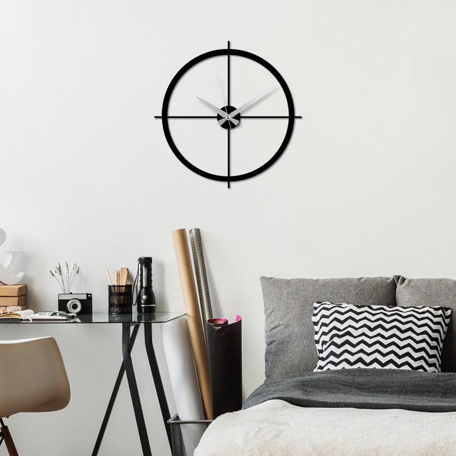 Crosshair Minimalist Metal Duvar Saati - Siyah