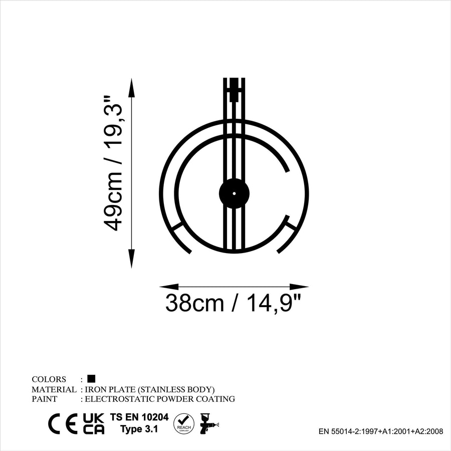 Dikey Çizgi Modern Metal Duvar Saati - Siyah
