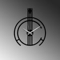 Dikey Çizgi Modern Metal Duvar Saati - Siyah