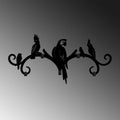 Papagan Kusu Metal Duvar Askılığı - Siyah