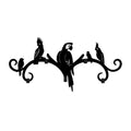 Papagan Kusu Metal Duvar Askılığı - Siyah