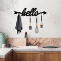 Hello Yazili Ok Metal Duvar Askılığı - Siyah