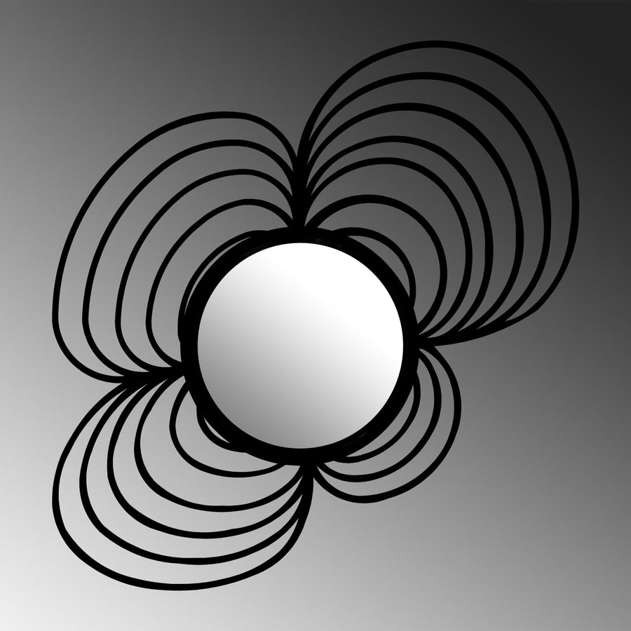 Spiral Sarmal Metal Duvar Aynası - Siyah