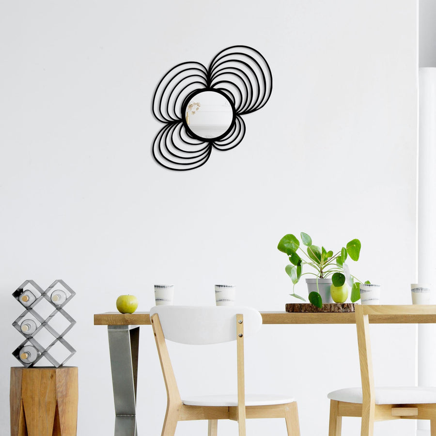 Spiral Sarmal Metal Duvar Aynası - Siyah