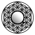 Geometrik Hayat Cicegi Metal Duvar Aynası - Siyah