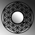 Geometrik Hayat Cicegi Metal Duvar Aynası - Siyah