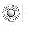 Geometrik Altigen Metal Duvar Aynası - Siyah