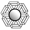Geometrik Altigen Metal Duvar Aynası - Siyah