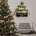 Merry Christmas Yazılı Metal Duvar Aydınlatması - Siyah