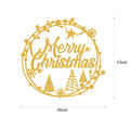 Merry Christmas Yazili Dairevi Metal Duvar Apligi - Altin