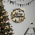 Merry Christmas Yazili Dairevi Metal Duvar Apligi - Siyah