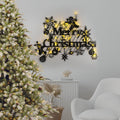 Merry Christmas Kompozisyon Metal Duvar Apligi - Siyah