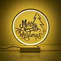 Merry Christmas Yazili Yuvarlak Masa Lambasi - Beyaz