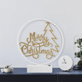 Merry Christmas Yazili Yuvarlak Masa Lambasi - Beyaz