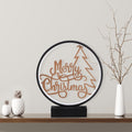 Merry Christmas Yazili Yuvarlak Masa Lambasi - Siyah