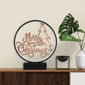 Merry Christmas Yazili Yuvarlak Masa Lambasi - Siyah