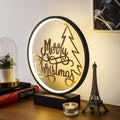 Merry Christmas Yazili Yuvarlak Masa Lambasi - Siyah