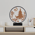 Yilbasi Agaci Kar Taneli Yuvarlak Masa Lambasi - Siyah